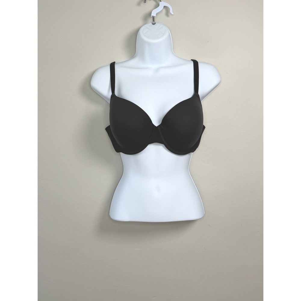 SKIMS T-Shirt Bra Women 38C Black Everyday Basic Underwire Light Padded Smooth